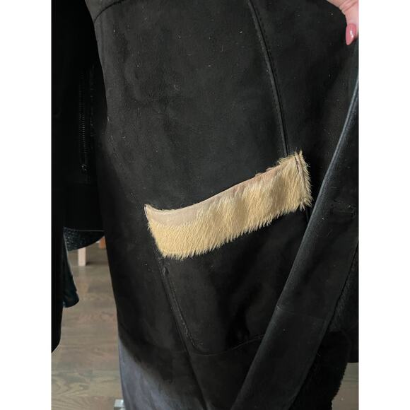 Vintage Abito Penny Lane Boho Coat Black Suede Calf Hair Trim Sz L -Fits M $810 - Picture 9 of 16